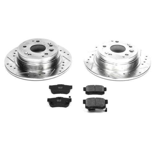 2001-2003 Acura CL Rear Z23 Evolution Sport Brake Upgrade Kit - Premium Heavy-Duty Drilled and Slotted Rotors with Carbon-Fiber Ceramic Pads