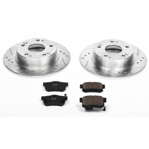 2003-2008 Honda Accord Rear PowerStop Z23 Evolution Sport Brake Kit with Drilled & Slotted Rotors and Carbon-Fiber Ceramic Pads - Premium Replacement