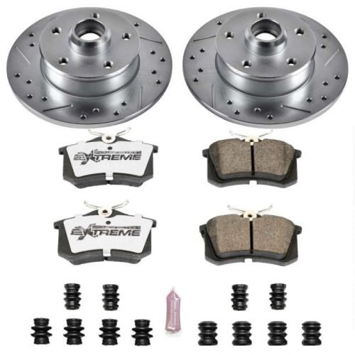 1992-1997 Volkswagen Corrado & Passat Rear Z26 Street Warrior Brake Kit - High-Performance Drilled & Slotted Rotors with Carbon-Fiber Ceramic Pads - Premium Replacement