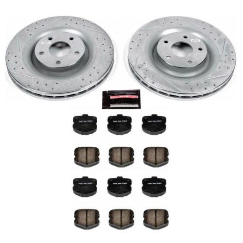 2010-2013 Chevrolet Corvette Front Z23 Evolution Sport Brake Upgrade Kit - Heavy-Duty Drilled & Slotted Rotors with Carbon-Fiber Ceramic Pads - Premium Replacement