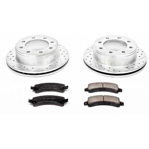 2004-2007 GMC Savana 3500 Rear Brake Rotor and Pad Assembly - Heavy-Duty Drilled & Slotted Performance Upgrade with Carbon-Fiber Ceramic Pads - Premium Replacement