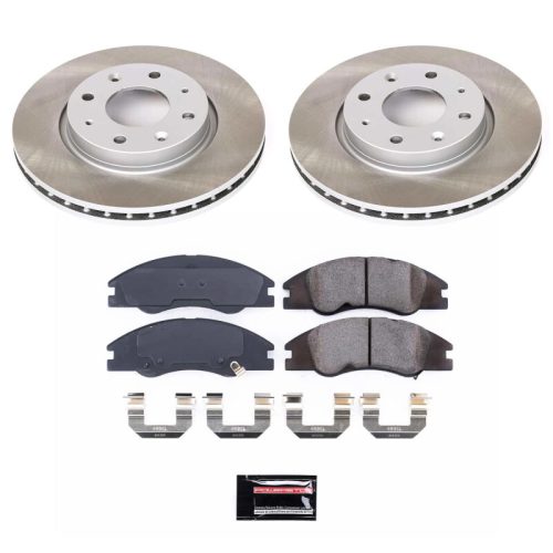 2004-2005 Kia Spectra Spectra5 Front Semi-Coated Rotor Brake Kit with Ceramic Pads - Premium Replacement