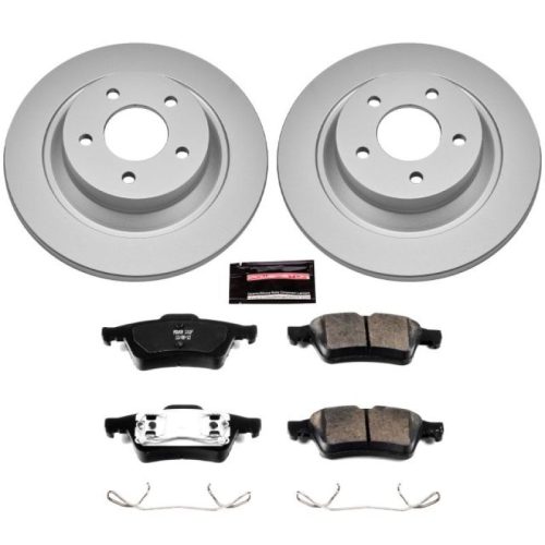 2006-2007 Mazda 5 Rear Z17 Evolution Geomet Coated Brake Rotor and Ceramic Brake Pad Assembly - Premium Replacement