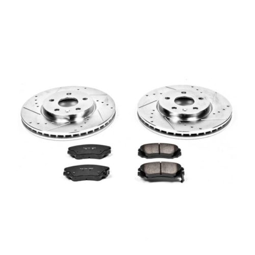 2011-2013 Buick LaCrosse & Regal, 2012-2013 Chevrolet Malibu Heavy-Duty Drilled & Slotted Brake Rotor and Carbon-Fiber Ceramic Brake Pads - Premium Replacement