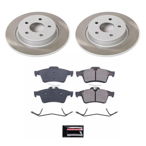 2004-2013 Volvo S40, V50, C30 Rear Semi-Coated Rotor Brake Assembly with Ceramic Pads - Premium Replacement