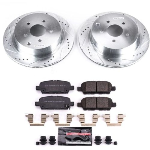 2018-2020 Infiniti Q50 & Q60 Rear Brake Upgrade Kit with Drilled & Slotted Rotors and Carbon-Fiber Ceramic Pads - Premium Replacement