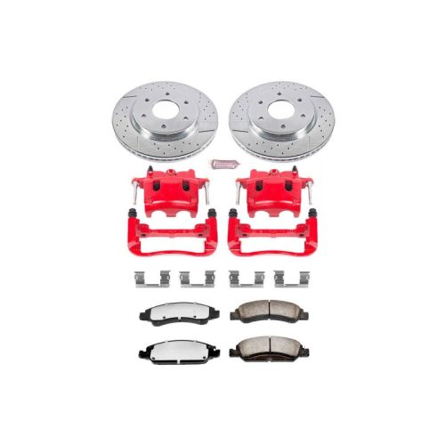 2006-2007 Nissan Titan & Infiniti QX56 Heavy-Duty Front Brake Upgrade Kit with Drilled & Slotted Rotors and Carbon-Fiber Ceramic Pads - Premium Replacement