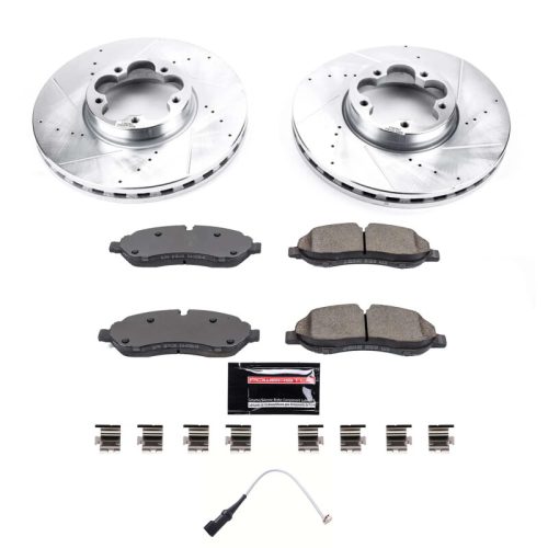 2020-2022 Ford Transit-350 HD Front Z23 Evolution Brake Performance Upgrade Kit - Heavy-Duty Drilled and Slotted Rotors with Carbon-Fiber Ceramic Pads