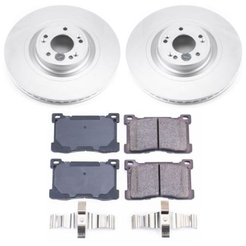 2012-2016 Hyundai Equus Front Z17 Evolution Geomet Coated Brake Rotor and Ceramic Brake Pad Assembly - Premium Replacement