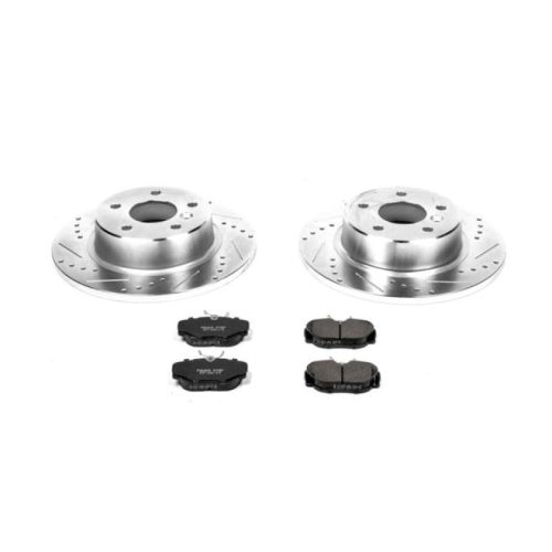2001-2004 Land Rover Discovery Rear PowerStop Z23 Evolution Sport Brake Kit - Heavy-Duty Drilled & Slotted Rotor Upgrade with Carbon-Fiber Ceramic Pads - Premium Replacement