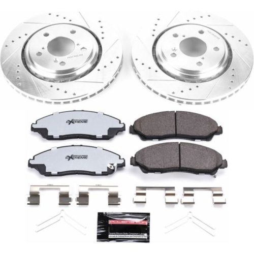 2016-2017 Honda Pilot & Ridgeline Heavy-Duty Drilled & Slotted Brake Rotor and Ceramic Pad Assembly - Premium Replacement