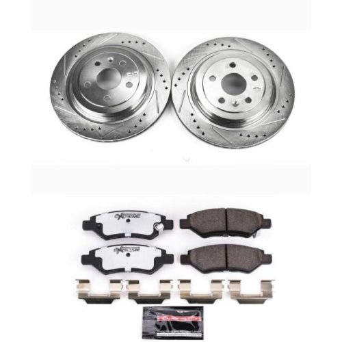 2010-2013 Cadillac CTS Rear Z26 Street Warrior Brake Upgrade Kit - Heavy-Duty Drilled & Slotted Rotors with Carbon-Fiber Ceramic Pads - Premium Replacement