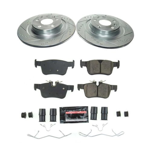 2017-2018 Volvo S90, V90, XC60 Rear Z23 Evolution Sport Brake Kit - Heavy Duty Drilled & Slotted Rotor & Carbon-Fiber Ceramic Brake Pads - Premium Replacement