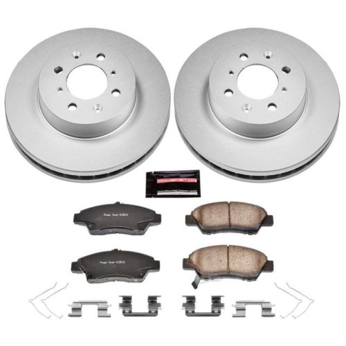 2013-2014 Honda Fit Front Z17 Evolution Geomet Coated Brake Rotor and Ceramic Pad Assembly - Premium Replacement