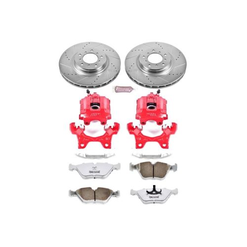 2001-2002 BMW Z3 and M3 Front Brake Upgrade Kit with Drilled & Slotted Rotors, Carbon-Fiber Ceramic Pads, Powder Coated Calipers - Premium Heavy-Duty Replacement
