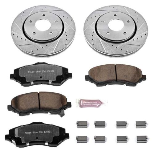 2008-2010 Dodge Grand Caravan & 2009-2010 Dodge Journey Front Z36 Truck & Tow Brake Upgrade Kit - Heavy-Duty Drilled & Slotted Rotors with Carbon-Fiber Ceramic Pads - Premium Replacement