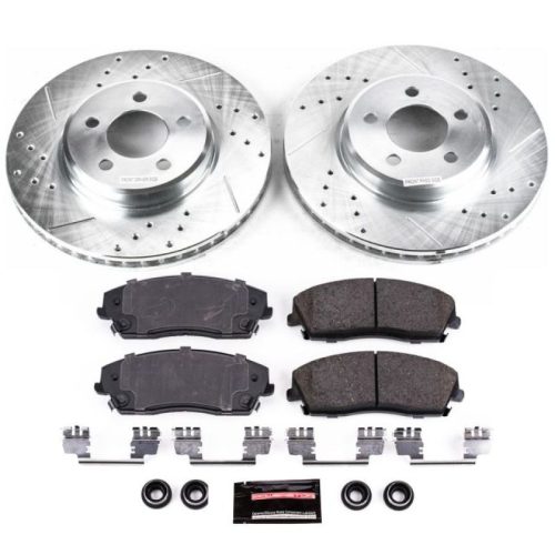 2005-2010 Chrysler 300, 2006-2010 Dodge Magnum Front Z23 Evolution Sport Brake Upgrade Kit - Heavy-Duty Drilled & Slotted Rotor, Carbon-Fiber Ceramic Pads for Towing & Fleet Use - Premium Replacement
