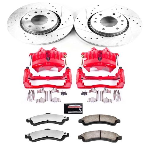 2005 Saab 9-7x Front Z36 Truck & Tow Brake Kit with Calipers - Heavy-Duty Drilled & Slotted Rotors, Carbon-Fiber Ceramic Pads, Powder Coated Calipers - Premium Replacement