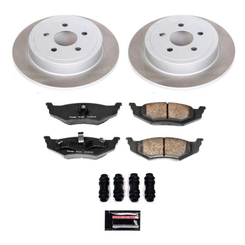 2001-2004 Chrysler Sebring Rear Semi-Coated Rotor Brake Assembly with Ceramic Pads - Premium Replacement