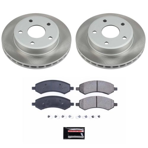 2008-2009 Dodge Dakota Front Heavy-Duty Semi-Coated Rotor and Ceramic Brake Pad Assembly - Premium Replacement