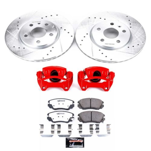 2011-2013 Buick LaCrosse, Regal & Chevrolet Malibu Heavy-Duty Drilled & Slotted Brake Rotors with Carbon-Fiber Ceramic Pads - Premium Replacement