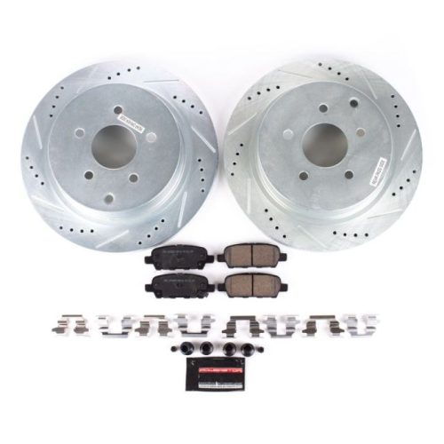 2013-2014 Infiniti JX35, QX60 & Nissan Pathfinder Rear PowerStop Z23 Evolution Sport Brake Upgrade Kit - Heavy-Duty Drilled & Slotted Rotors with Carbon-Fiber Ceramic Pads