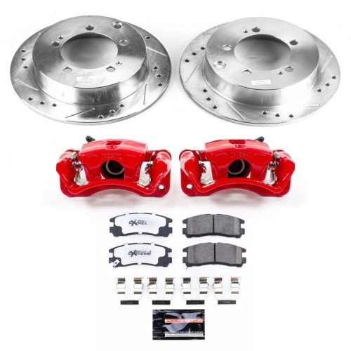1994-2003 Mitsubishi Eclipse & 1994-1995 Chrysler Sebring Heavy-Duty Brake Upgrade Kit with Drilled & Slotted Rotors, Carbon-Fiber Ceramic Pads, Powder Coated Calipers - Premium Replacement