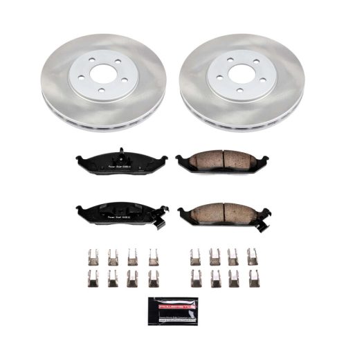 2000 Chrysler Cirrus Front Semi-Coated Rotor Brake Assembly with Ceramic Pads - Premium Replacement