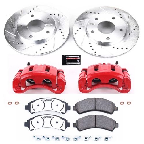 2000-2004 Chevrolet S10 Z36 Truck & Tow Brake Upgrade Kit with Drilled & Slotted Rotors, Carbon-Fiber Ceramic Pads, Powder Coated Calipers - Premium Replacement