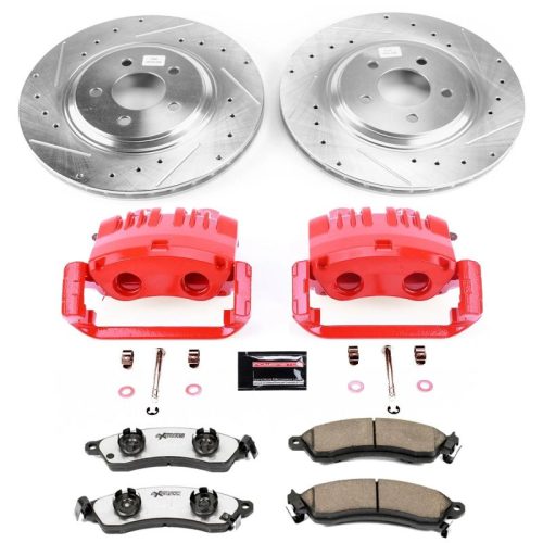 2001-2004 Ford Mustang Front Z26 Street Warrior Brake Upgrade Kit with Drilled & Slotted Rotors - Premium Replacement