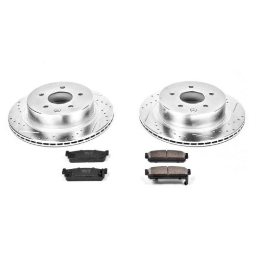2002-2006 Infiniti Q45, 2003-2004 Infiniti M45 Rear Z23 Evolution Sport Brake Upgrade Kit - Premium Heavy-Duty Drilled & Slotted Rotors with Carbon-Fiber Ceramic Pads