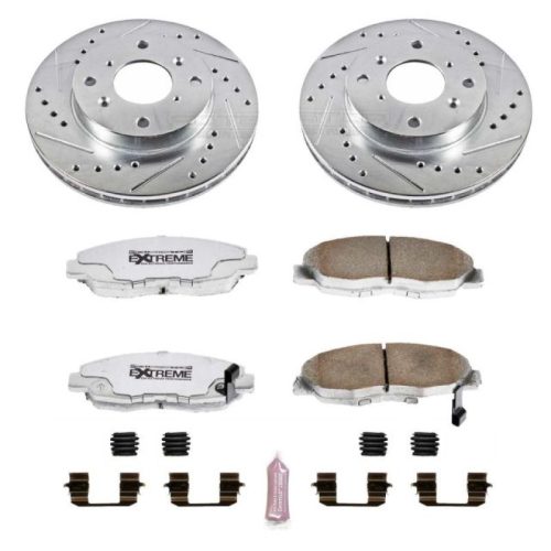 1998-2002 Honda Accord, 1999-2001 Acura CL Front Z26 Street Warrior Brake Upgrade Kit - Heavy-Duty Drilled & Slotted Rotors, Carbon-Fiber Ceramic Brake Pads - Premium Replacement