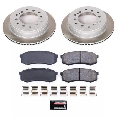 2010-2015 Toyota 4Runner Rear Semi-Coated Rotor Brake Assembly with Ceramic Pads - Premium Replacement