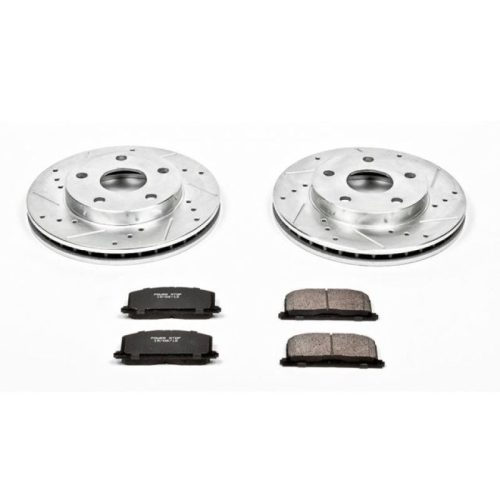 1991-1995 Toyota MR2 Front Z23 Evolution Sport Brake Upgrade Kit - Heavy Duty Drilled & Slotted Rotors with Carbon-Fiber Ceramic Brake Pads - Premium Replacement