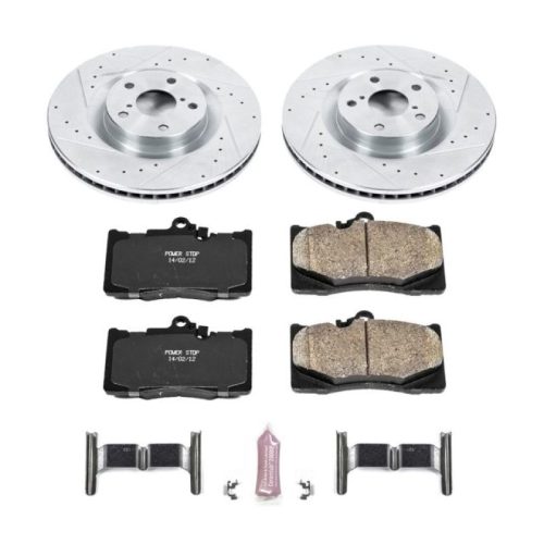 2009-2011 Lexus GS350 Front Z23 Evolution Sport Brake Upgrade Kit - Performance Drilled & Slotted Rotors with Carbon-Fiber Ceramic Pads - Premium Replacement