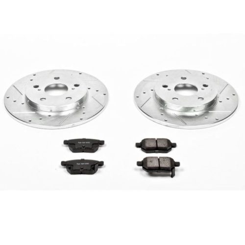 2008-2015 Scion xB & 2009-2010 Toyota Matrix Heavy-Duty Drilled and Slotted Brake Rotor and Carbon-Fiber Ceramic Brake Pad Upgrade - Premium Replacement