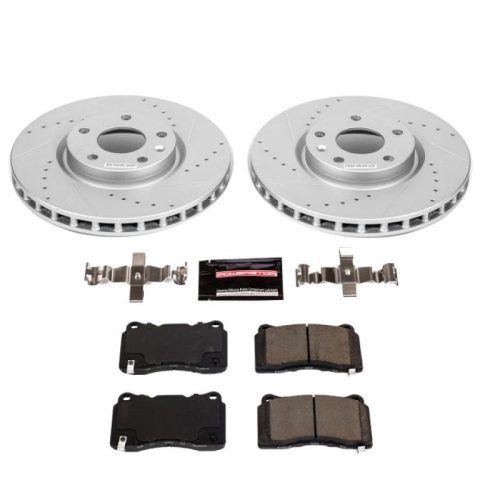 2015-2019 Chevrolet Corvette Front Brake Rotor and Pad Assembly - Heavy-Duty Drilled & Slotted Performance Upgrade with Carbon-Fiber Ceramic Pads - Premium Replacement