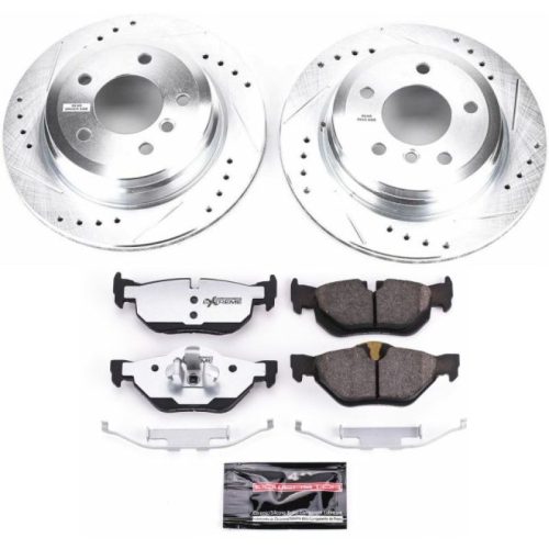 2007-2010 BMW 328i Rear Z26 Street Warrior Brake Upgrade Kit with Drilled & Slotted Rotors and Carbon-Fiber Ceramic Pads - Premium Replacement