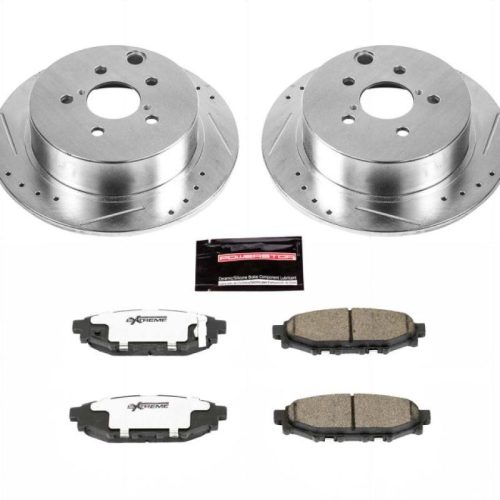 2012-2013 Subaru Impreza Rear Z26 Street Warrior Brake Assembly - Heavy Duty Drilled & Slotted Rotor and Carbon-Fiber Ceramic Brake Pads - Premium Replacement