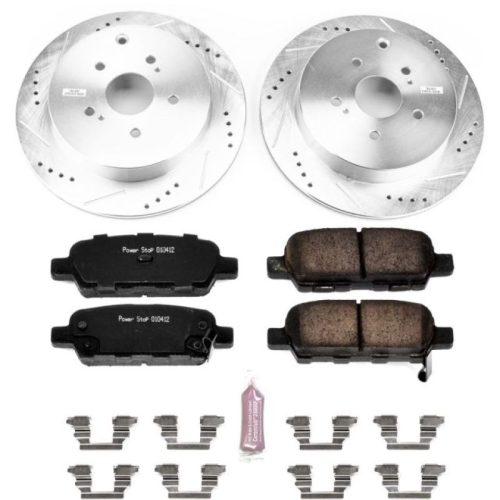 2009-2011 Suzuki Grand Vitara Rear Brake Upgrade Kit with Drilled and Slotted Rotors and Carbon-Fiber Ceramic Pads - Premium Replacement