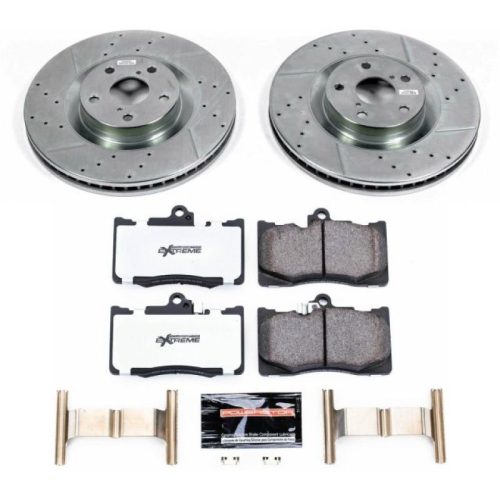 2013-2017 Lexus RC350 & GS350 Front Z26 Street Warrior Brake Upgrade Kit - Heavy-Duty Drilled & Slotted Rotors with Carbon-Fiber Ceramic Brake Pads - Premium Replacement