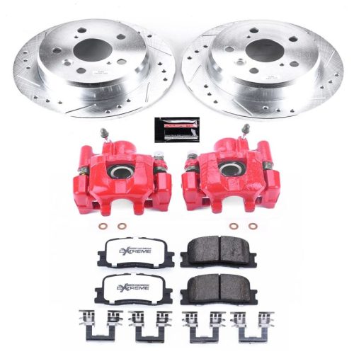 2002-2006 Toyota Camry & Lexus ES300 Heavy Duty Brake Upgrade Kit with Drilled & Slotted Rotors, Carbon-Fiber Ceramic Pads, Powder Coated Calipers - Premium Replacement