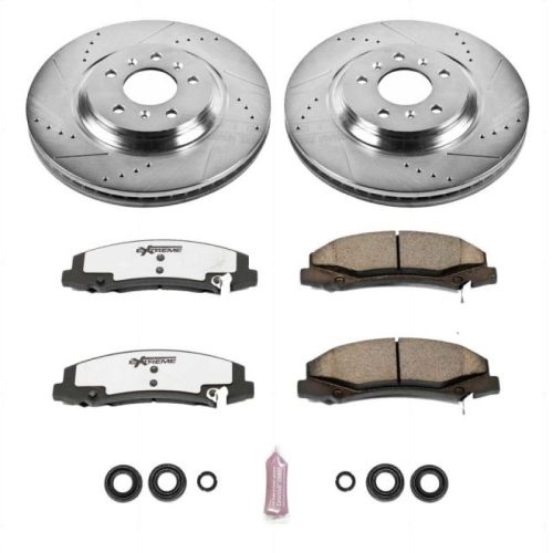 2006-2011 Buick Lucerne Front Z26 Street Warrior Brake Upgrade Kit - Heavy-Duty Drilled & Slotted Rotors with Carbon-Fiber Ceramic Pads - Premium Replacement
