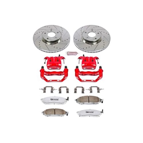 2002-2006 Infiniti Q45 & M45 Front Z26 Street Warrior Brake Upgrade Kit with Drilled & Slotted Rotors - Premium Replacement
