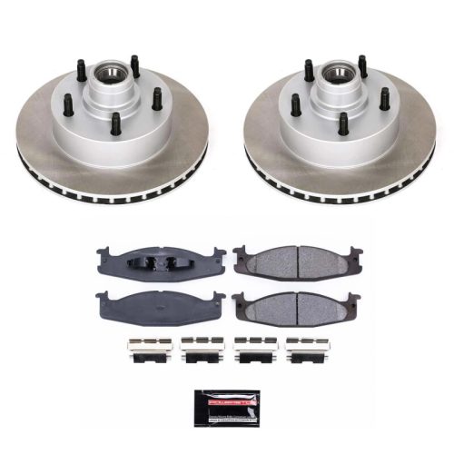 1994-1998 Ford E-150 Econoline Front Semi-Coated Rotor Brake Assembly with Low-Dust Ceramic Pads - Premium Replacement
