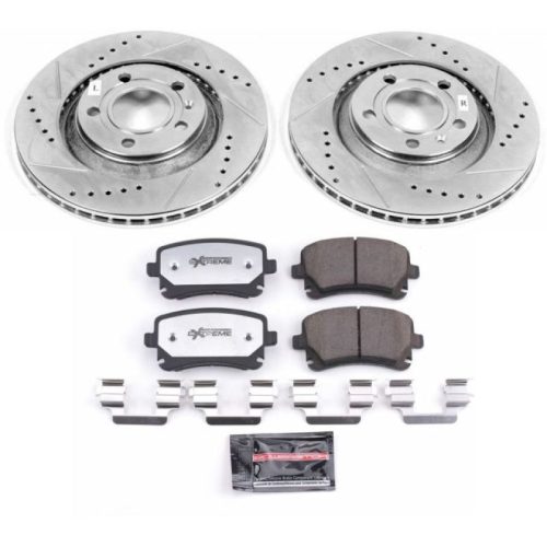 2005-2009 Audi S4 Rear Z26 Street Warrior Brake Upgrade Kit - Drilled & Slotted High-Performance Brake Rotors and Carbon-Fiber Ceramic Pads - Premium Replacement