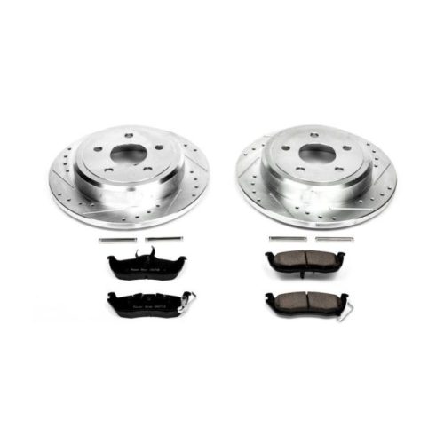 2007-2010 Jeep Grand Cherokee & Commander Rear Z23 Evolution Sport Brake Upgrade Kit - Heavy-Duty Drilled & Slotted Rotors with Carbon-Fiber Ceramic Brake Pads - Premium Replacement