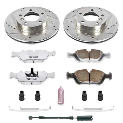 1993-1998 BMW 318i, 1994-1998 BMW 325i & 328i Front Z26 Street Warrior Brake Upgrade Kit - Heavy-Duty Drilled & Slotted Rotors with Carbon-Fiber Ceramic Pads