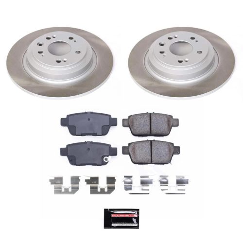 2009-2013 Acura TL Rear Semi-Coated Rotor Brake Assembly with Ceramic Pads and Hardware - Premium Replacement