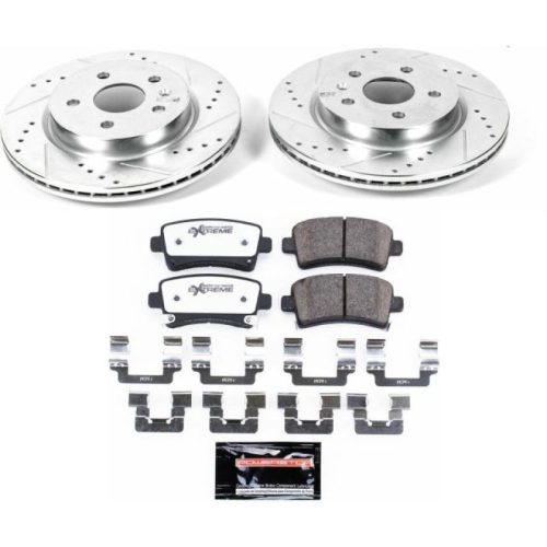 2011-2013 Buick LaCrosse, Regal & Chevrolet Malibu Heavy-Duty Drilled & Slotted Brake Rotor and Carbon-Fiber Ceramic Pad Upgrade - Premium Replacement